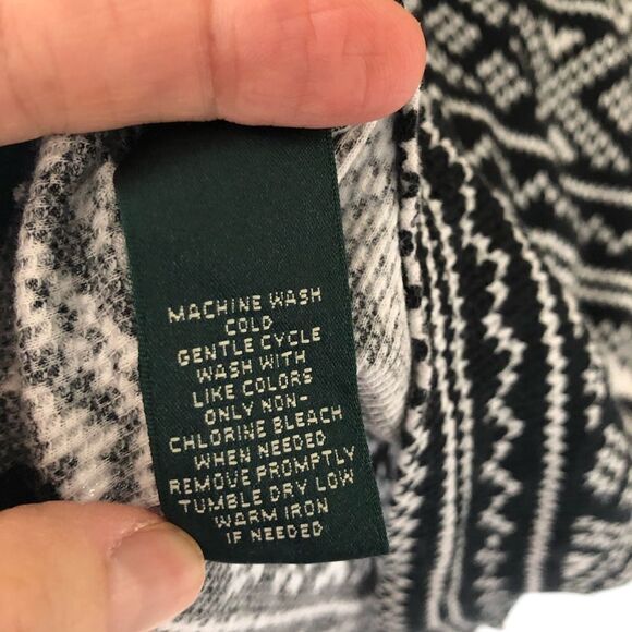 Lauren Ralph Lauren Active Black and White Waffle‎ Knit 1/4 Zip Sweater Pullover - Picture 11 of 12